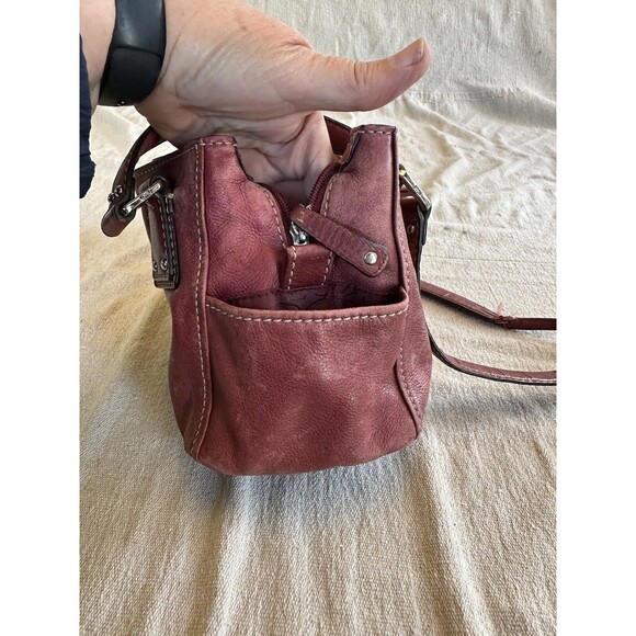 Fossil Red Leather Bag Shoulder Tote Satchel Handbag Pockets - Picture 6 of 11